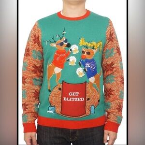 Jolly Sweater get blitzed ugly Christmas sweater with can pocket